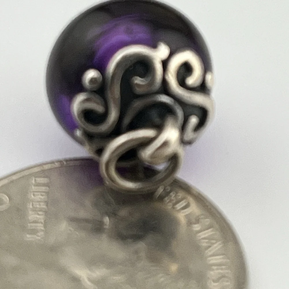 James Avery RETIRED HTF gentle Wave Purple Glass Finial Uncut - Picture 3 of 6